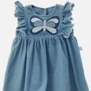 Stella McCartney butterfly logo embroidered ruffle dress